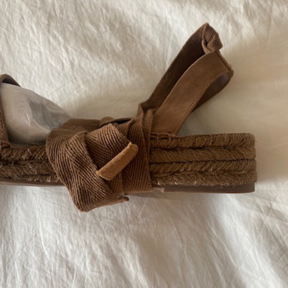 Banana Republic NWOT Chocolate Suede Classic Wrap-Around Ankle Tie Espadrilles - Picture 6 of 9